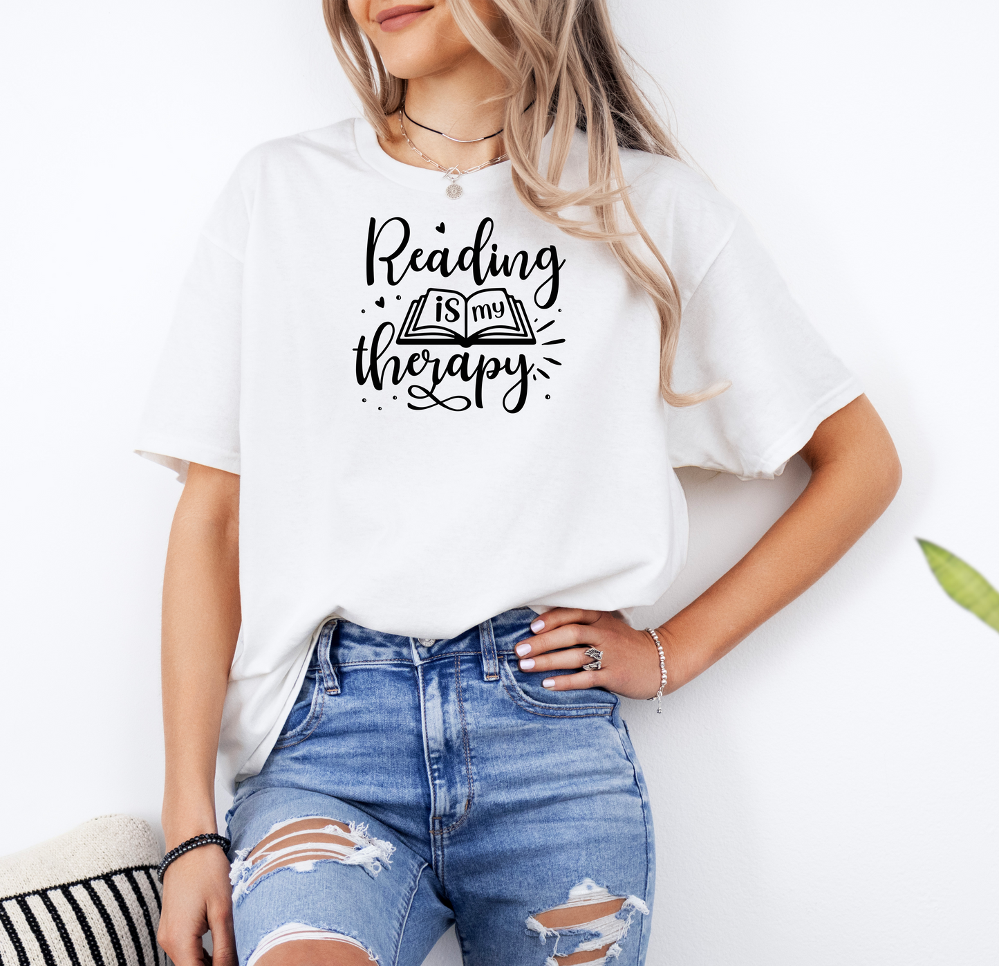 Reading is My Therapy | Gildan G500 Heavy Cotton T-Shirt with Custom DTF Transfer Design