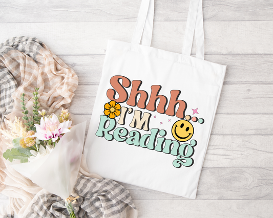 Shh I'm Reading Sublimated Tote Bag