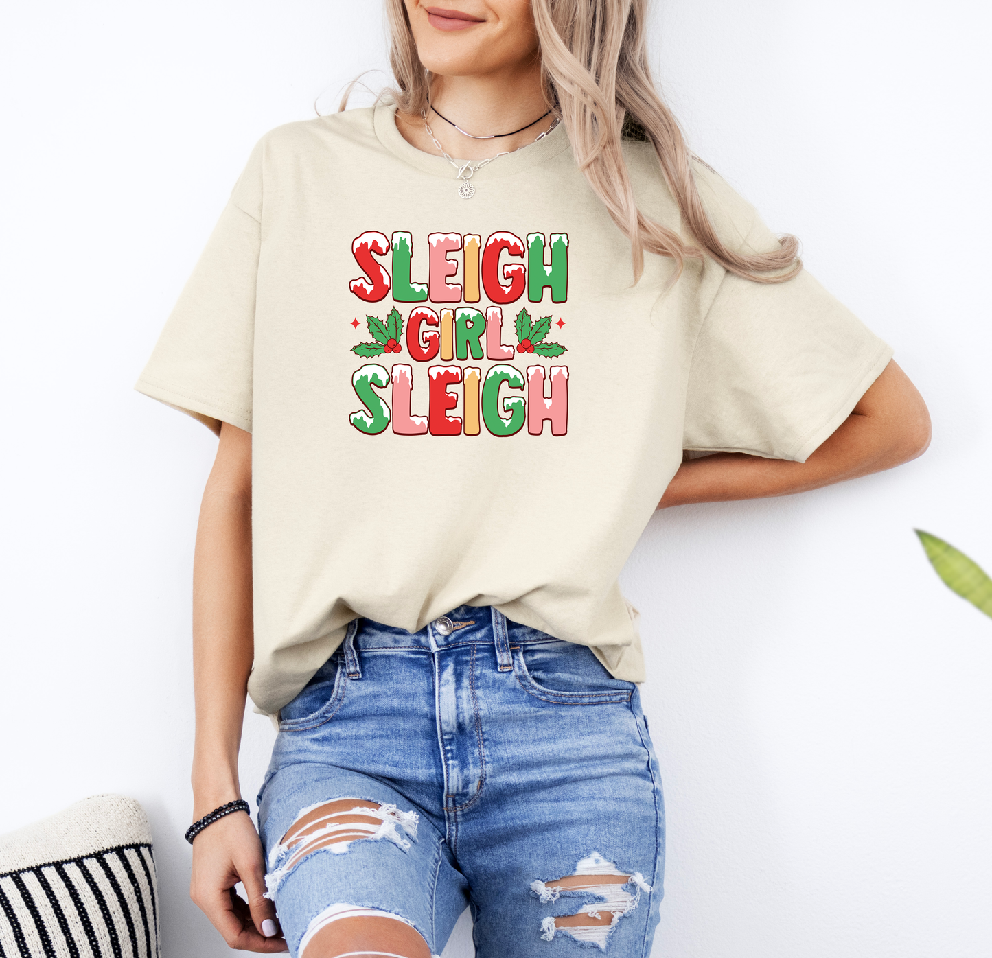 Sleigh Girl Sleigh | Gildan G500 Heavy Cotton T-Shirt with Custom DTF Transfer Design