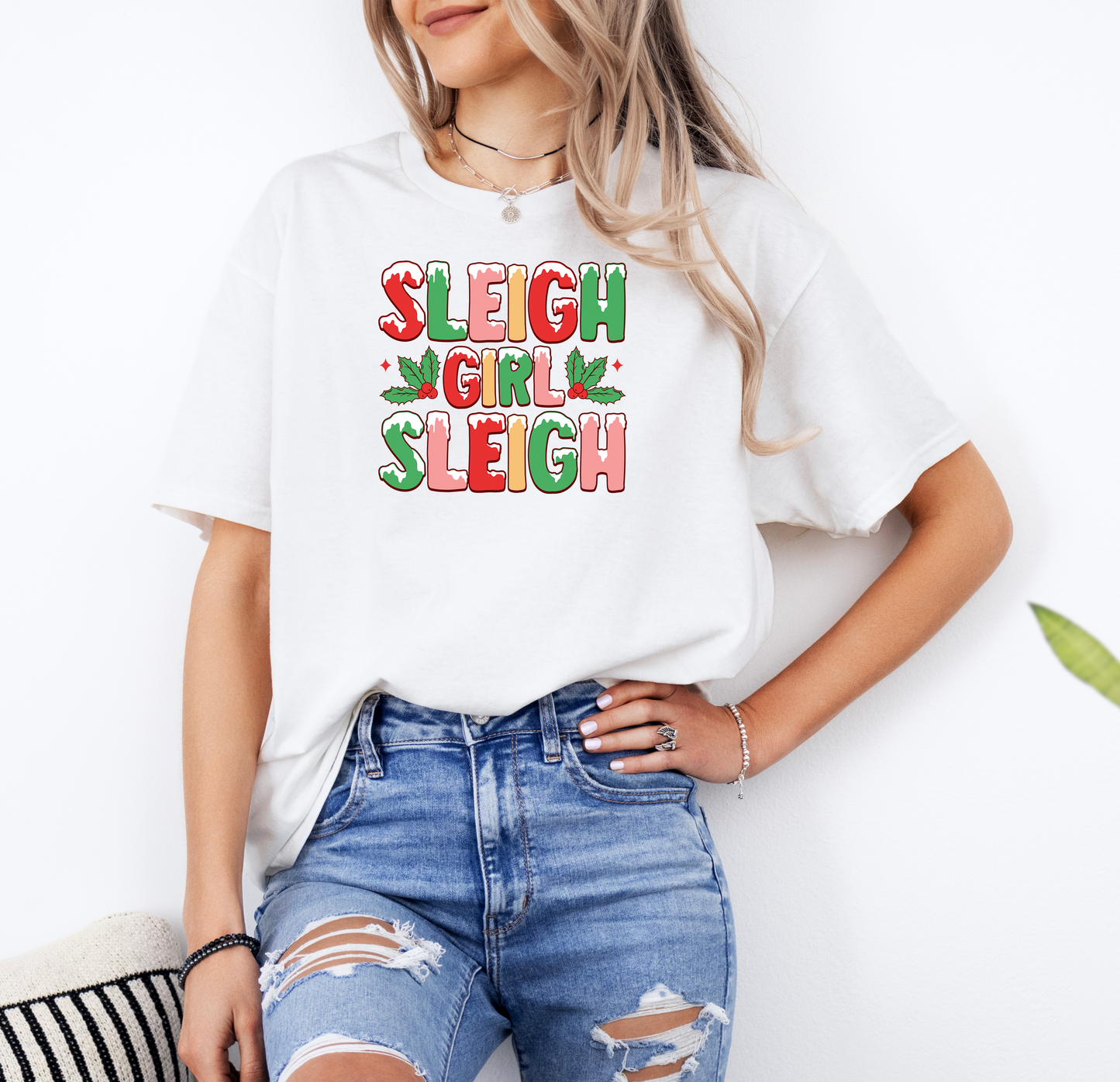 Sleigh Girl Sleigh | Gildan G500 Heavy Cotton T-Shirt with Custom DTF Transfer Design