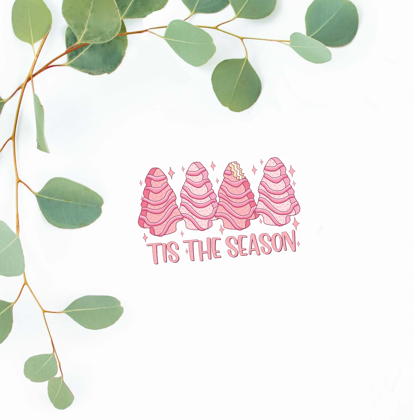 Tis The Season (Pink Christmas Tree Cakes) Vinyl Sticker | Water-Resistant Vinyl Sticker | Durable, High-Quality Self-Adhesive