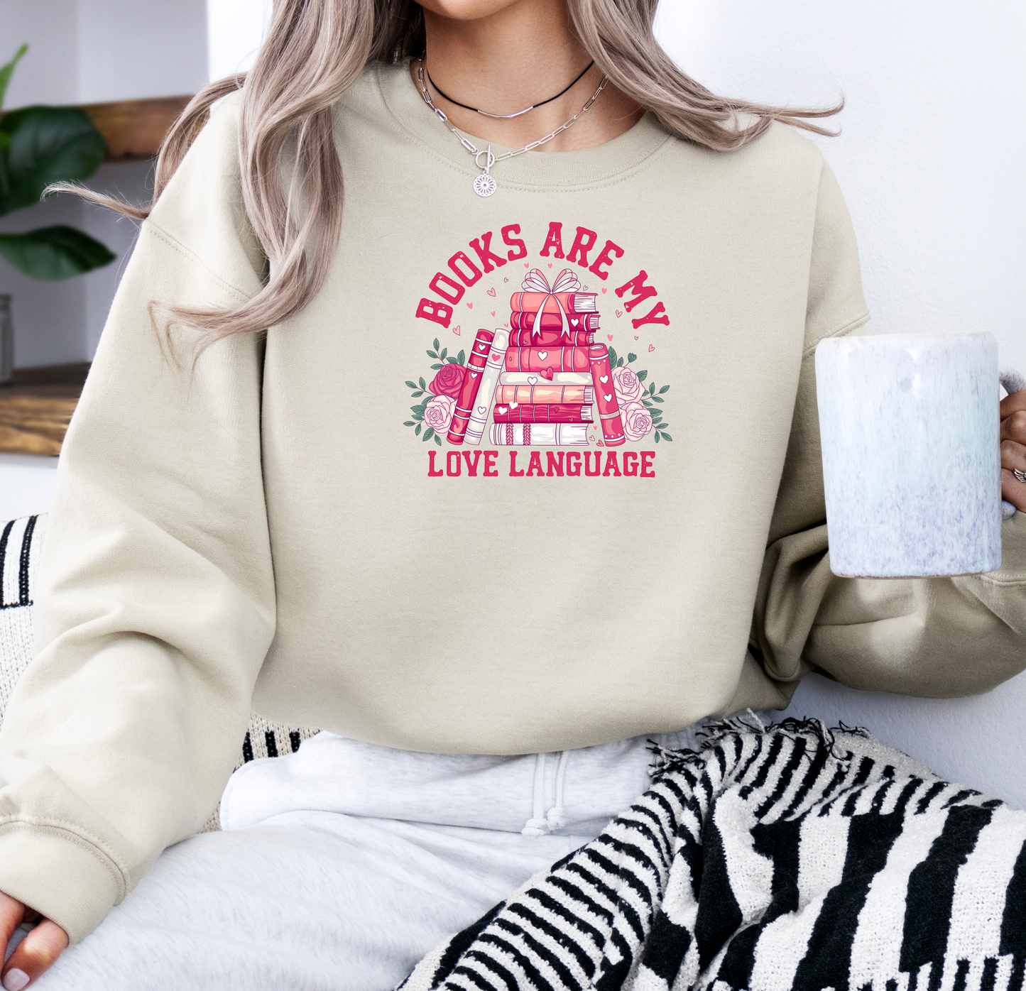 Books are My Love Language | Gildan G180 Heavy Blend Fleece Crew with DTF Transfer Design