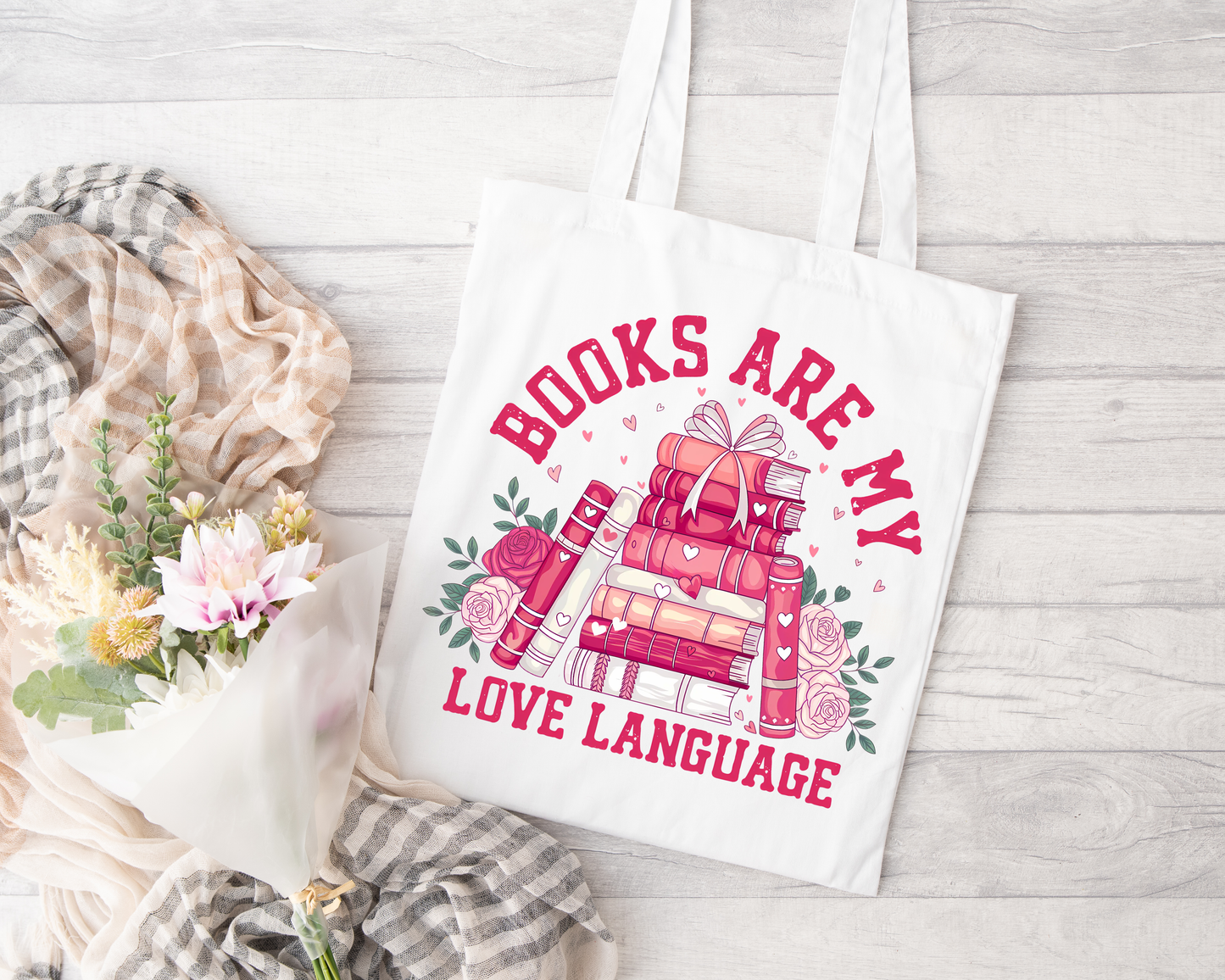 Books Are My Love Language Sublimated Tote Bag