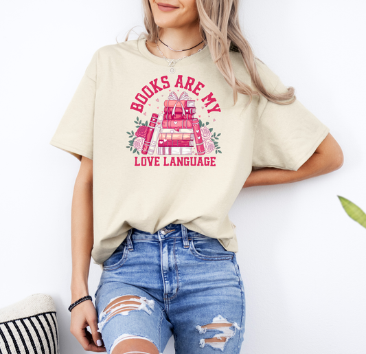 Books Are My Love Language | Gildan G500 Heavy Cotton T-Shirt with Custom DTF Transfer Design