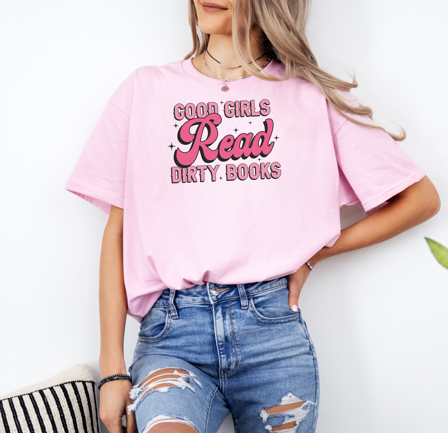 Good Girls Read Dirty Books | Gildan G500 Heavy Cotton T-Shirt with Custom DTF Transfer Design