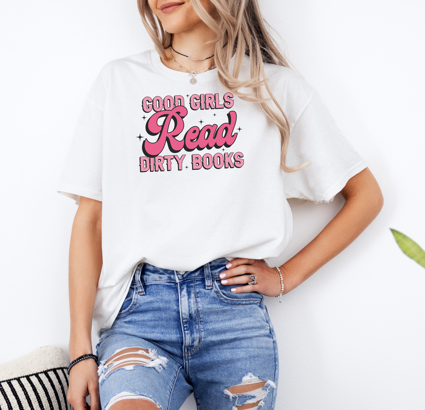 Good Girls Read Dirty Books | Gildan G500 Heavy Cotton T-Shirt with Custom DTF Transfer Design