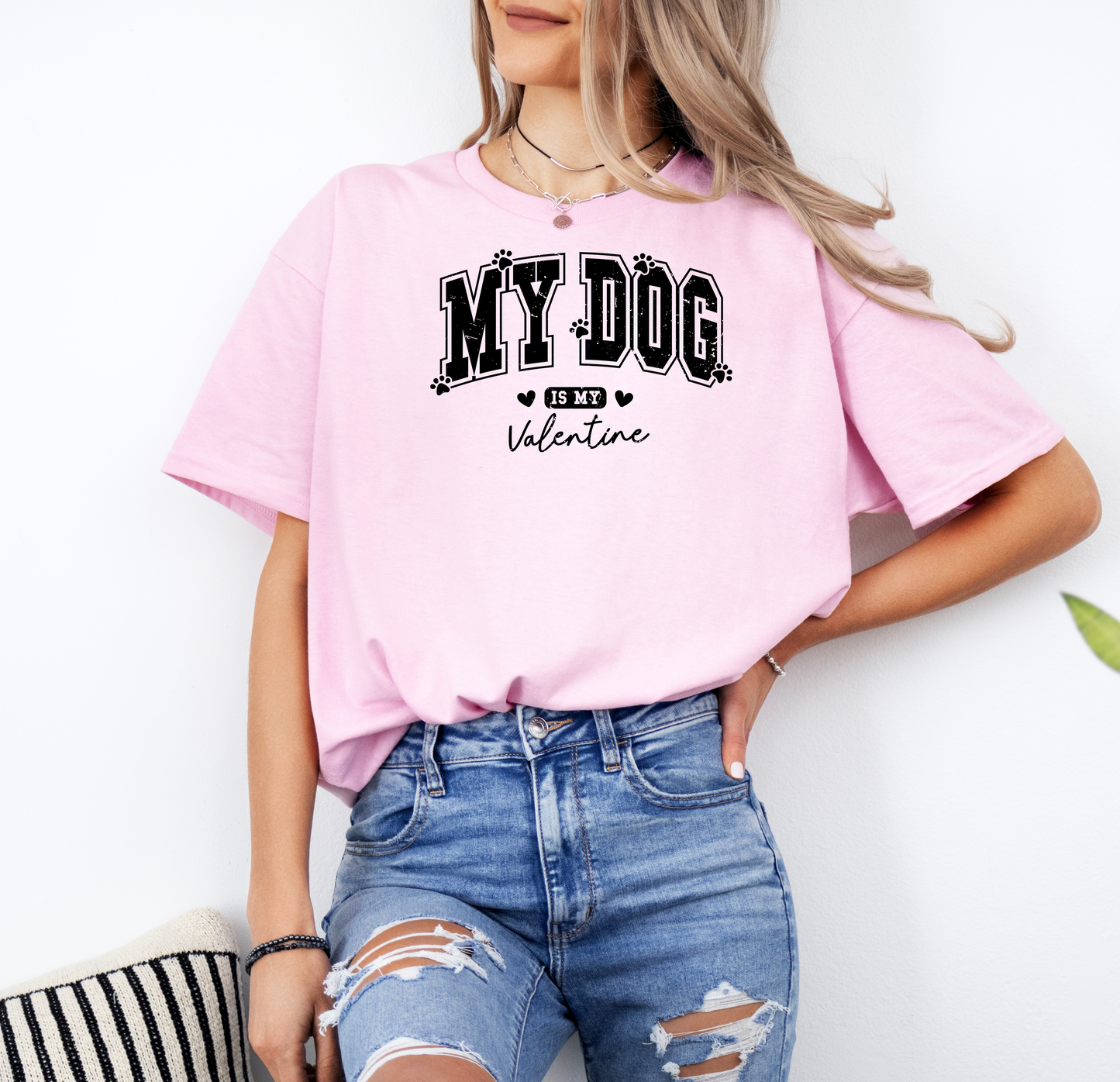 My Dog Is My Valentine | Gildan G500 Heavy Cotton T-Shirt with Custom DTF Transfer Design