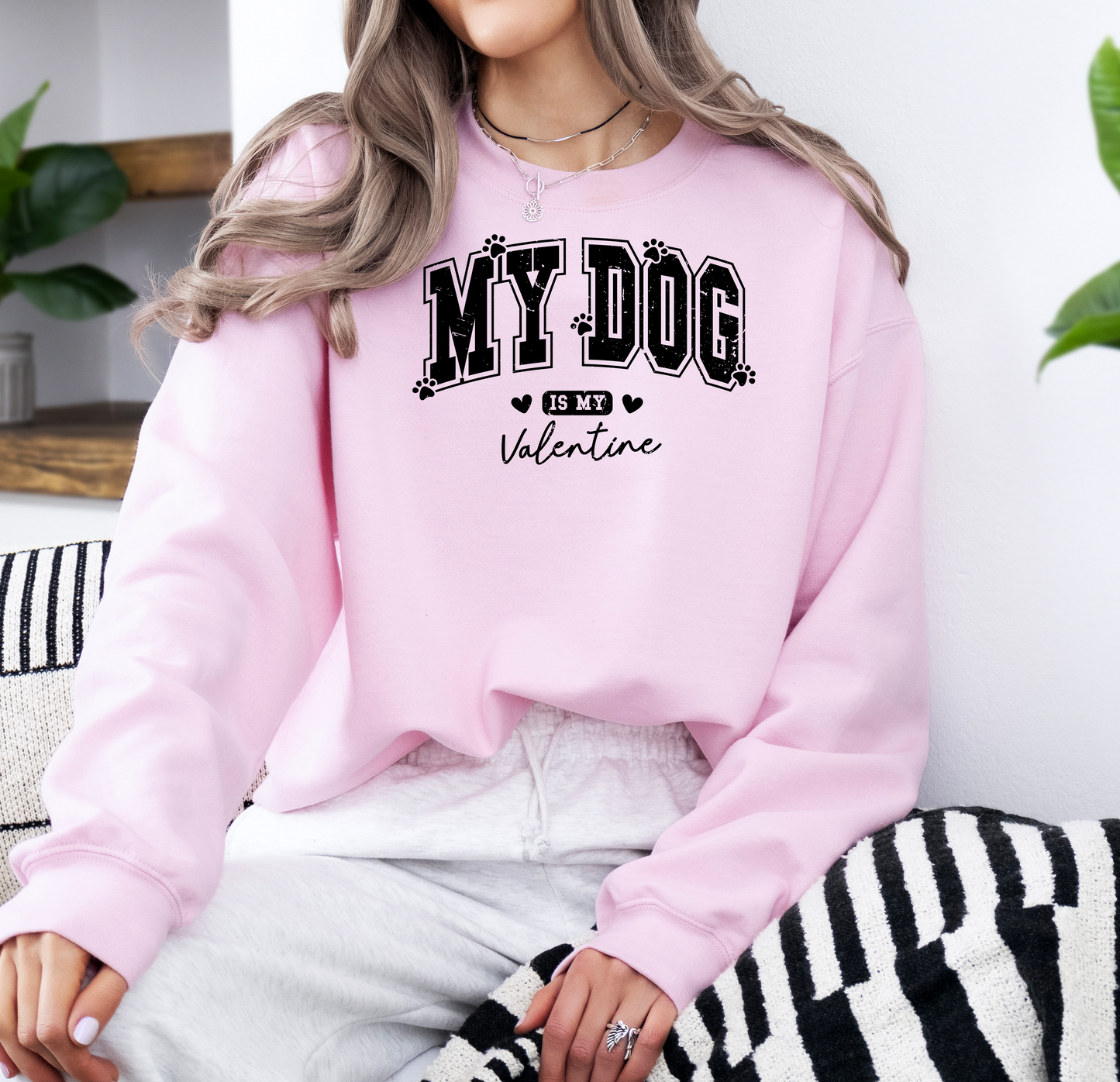 My Dog Is My Valentine | Gildan G180 Heavy Blend Fleece Crew with DTF Transfer Design