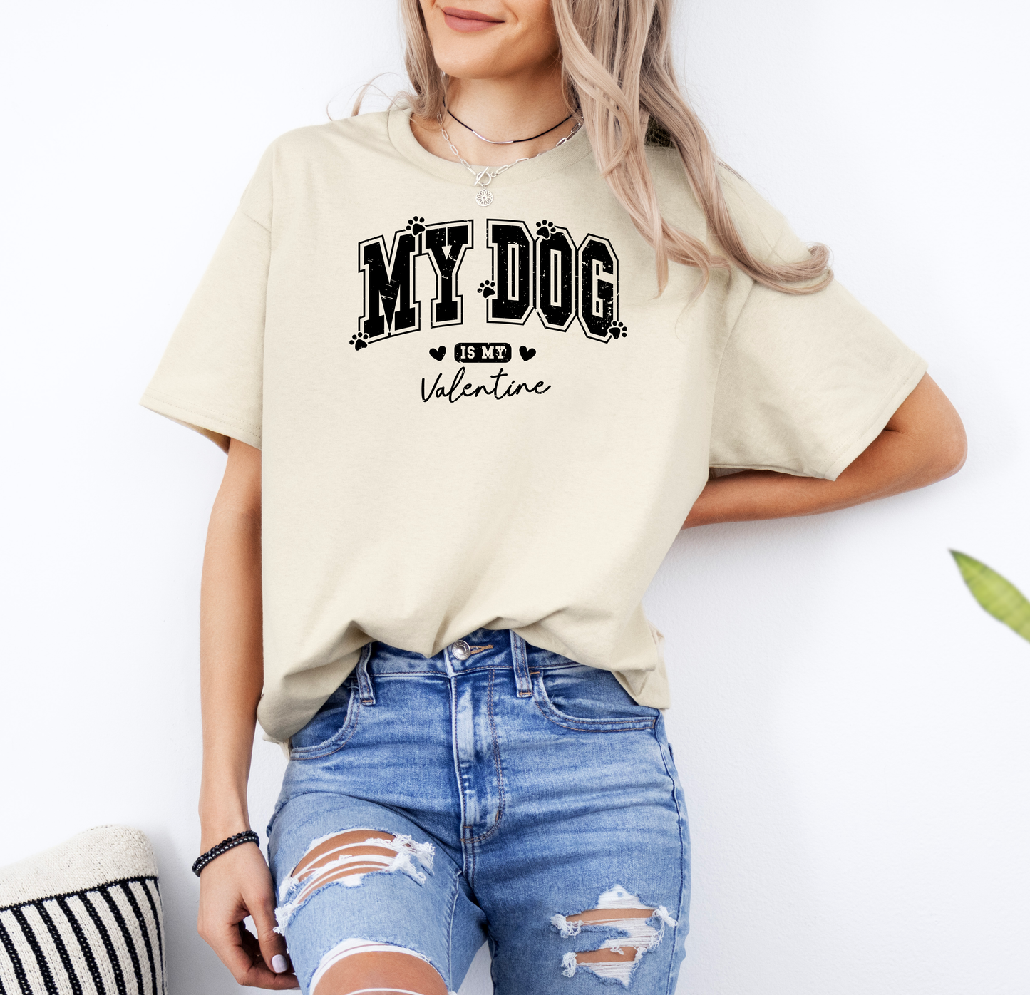 My Dog Is My Valentine | Gildan G500 Heavy Cotton T-Shirt with Custom DTF Transfer Design