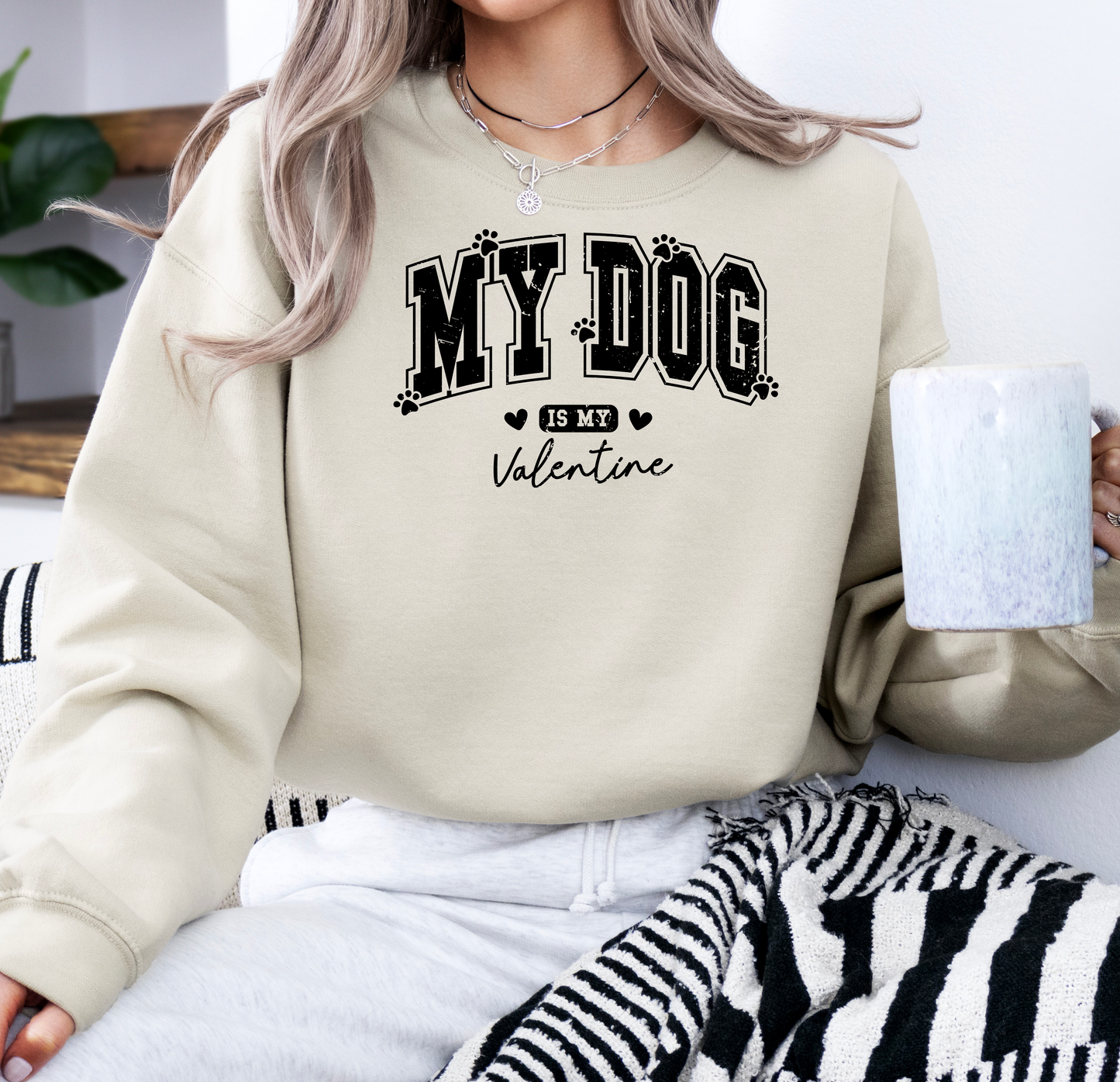 My Dog Is My Valentine | Gildan G180 Heavy Blend Fleece Crew with DTF Transfer Design