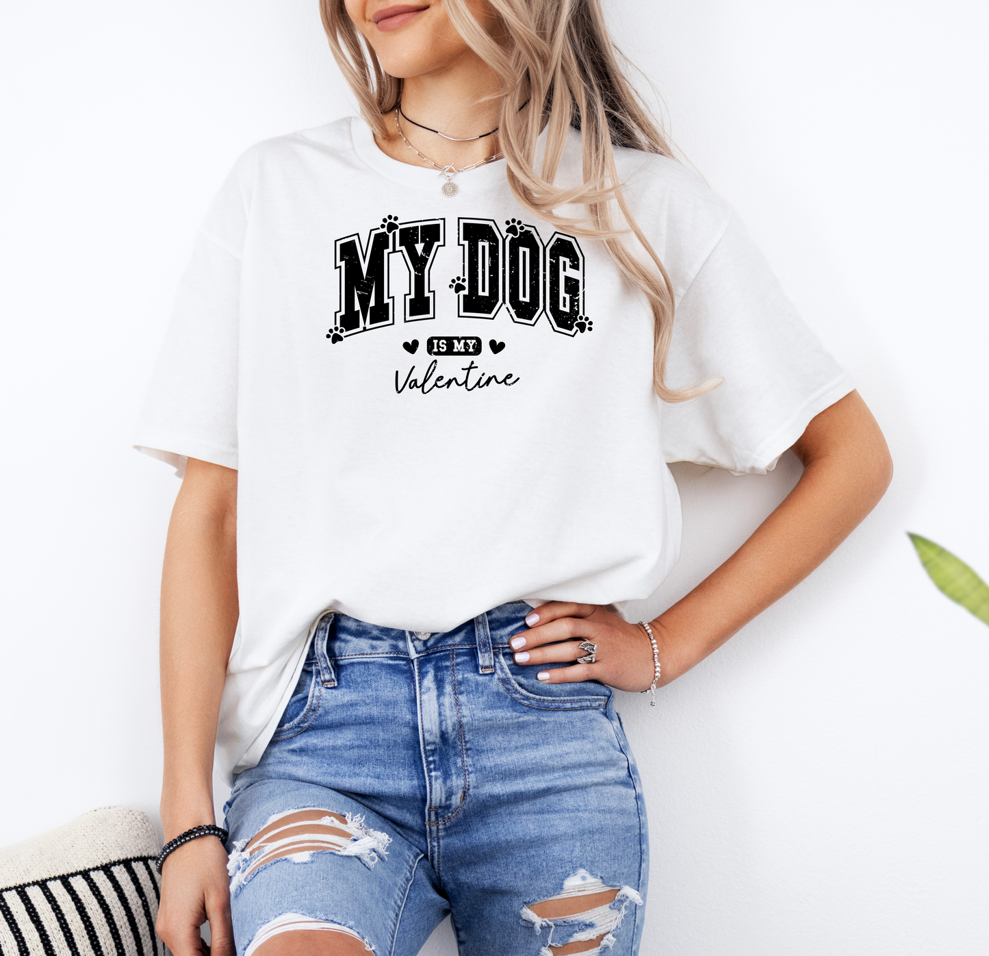 My Dog Is My Valentine | Gildan G500 Heavy Cotton T-Shirt with Custom DTF Transfer Design