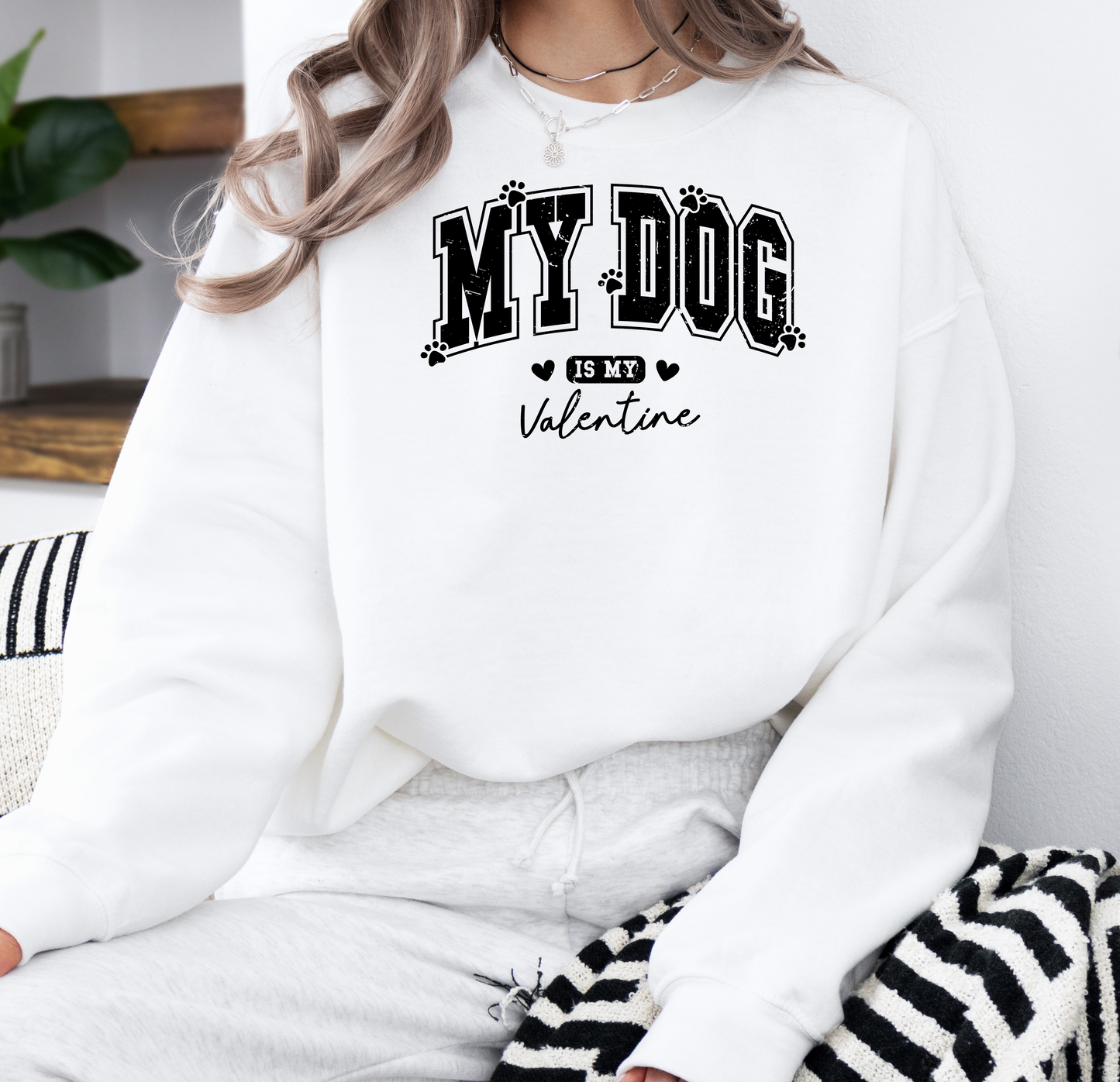 My Dog Is My Valentine | Gildan G180 Heavy Blend Fleece Crew with DTF Transfer Design