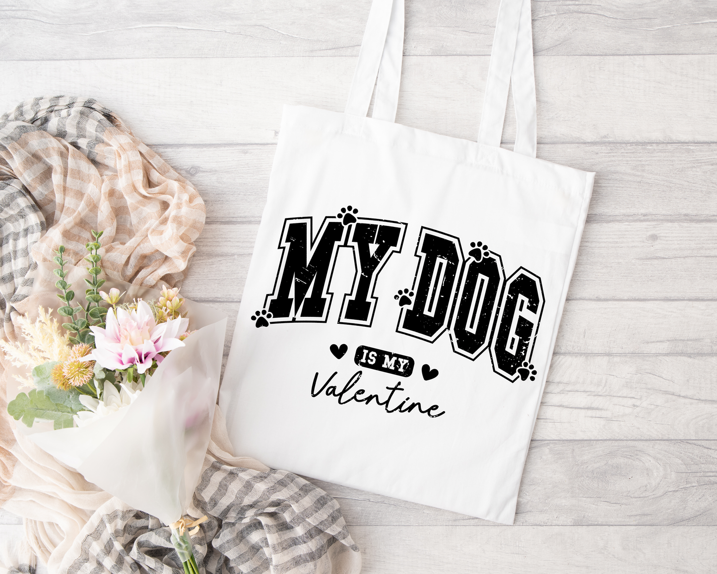 My Dog Is My Valentine Sublimated Tote Bag