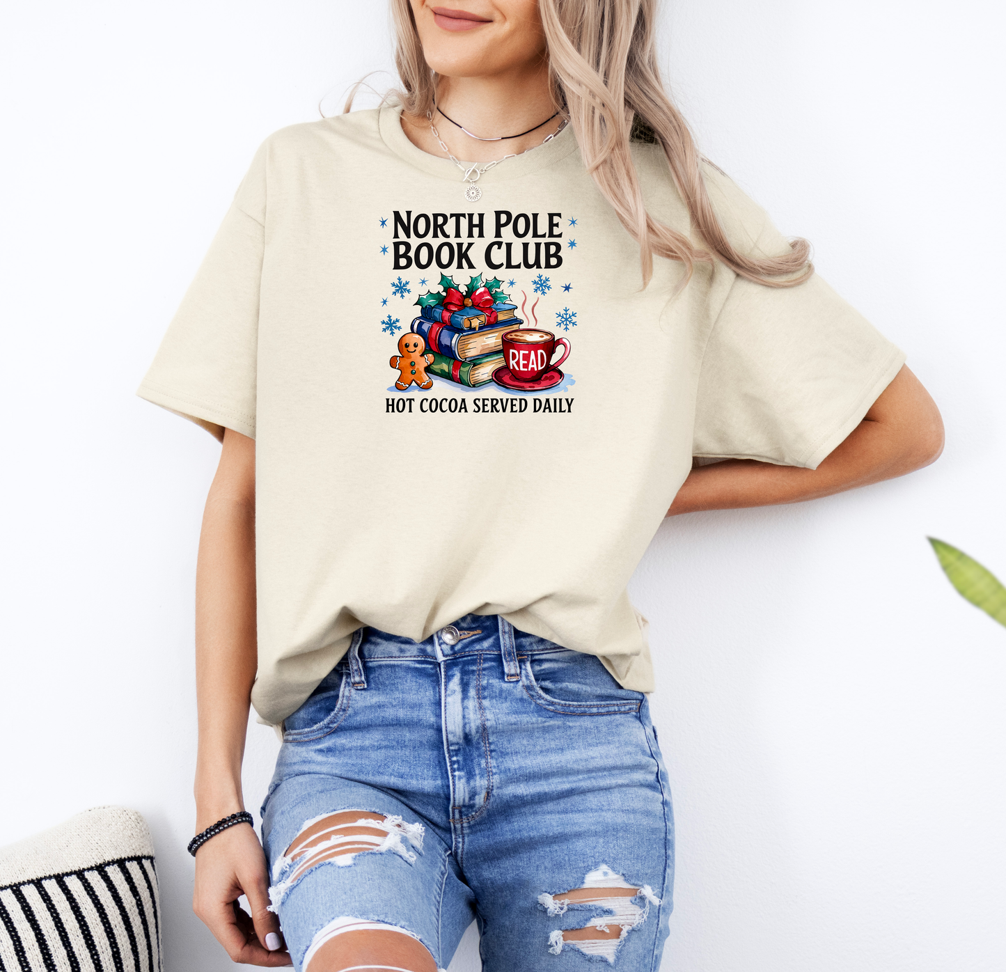 North Pole Book Club | Gildan G500 Heavy Cotton T-Shirt with Custom DTF Transfer Design