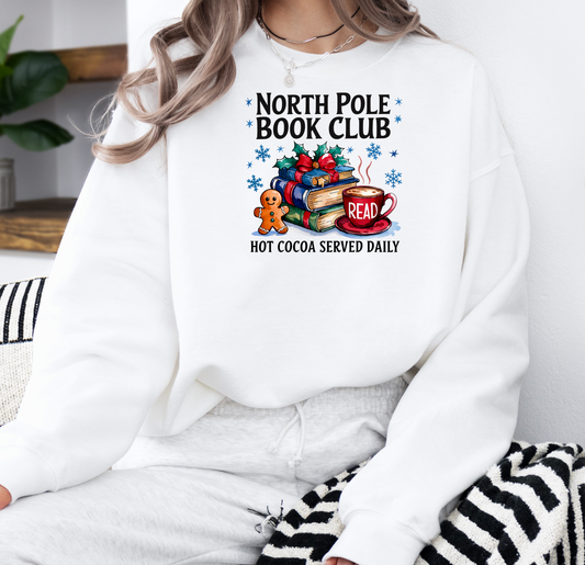 North Pole Book Club | Gildan G180 Heavy Blend Fleece Crew with DTF Transfer Design