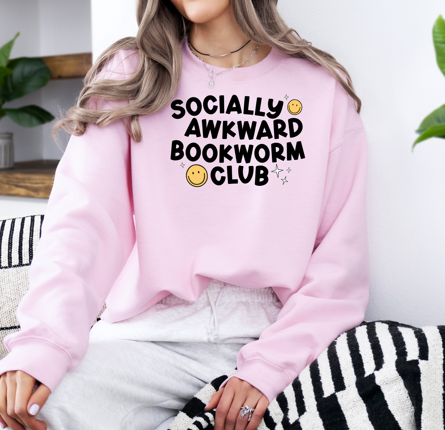 Socially Awkward Bookworm Club | Gildan G180 Heavy Blend Fleece Crew with DTF Transfer Design