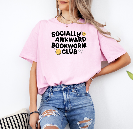 Socially Awkward Bookworm Club | Gildan G500 Heavy Cotton T-Shirt with Custom DTF Transfer Design