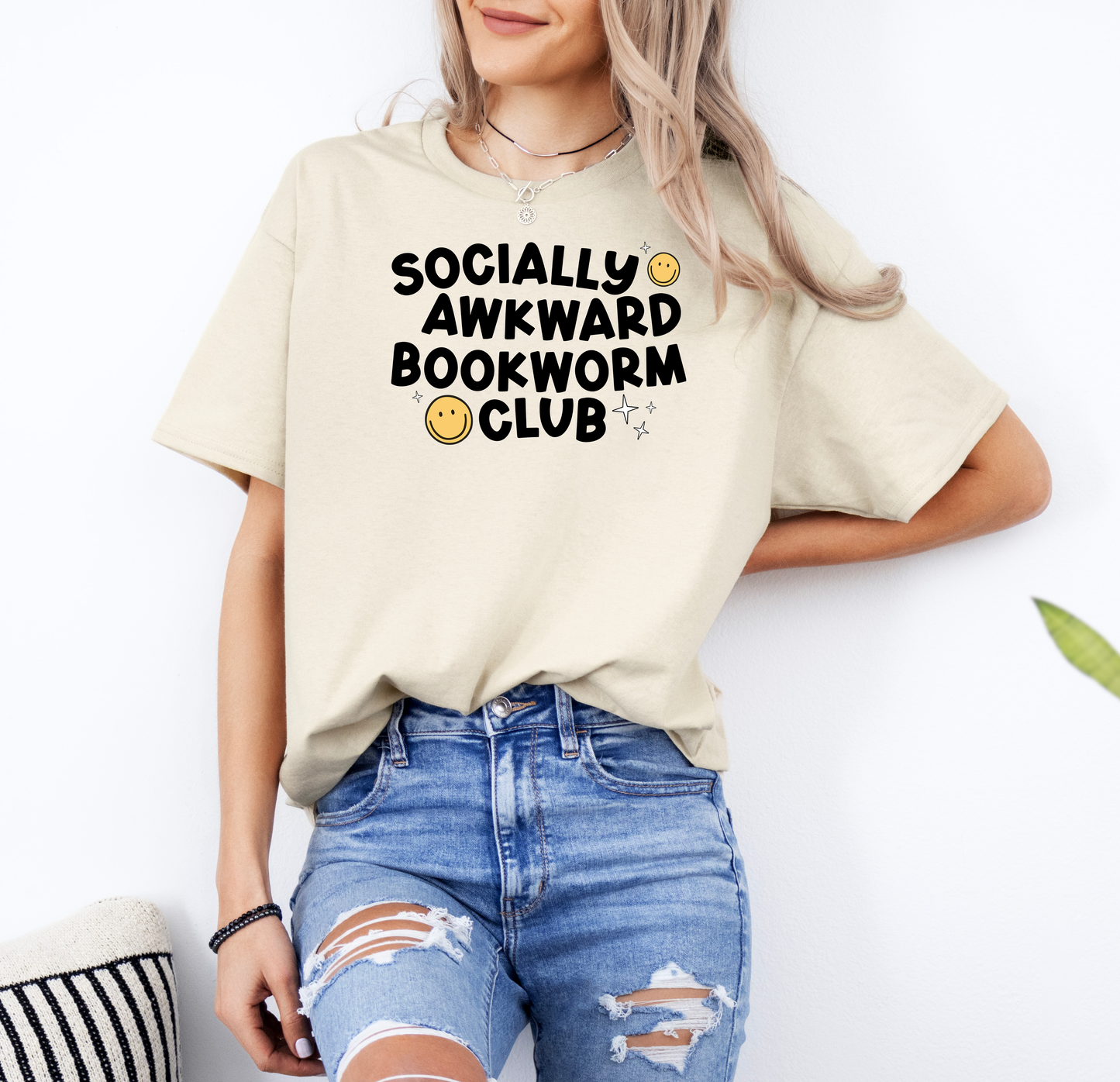 Socially Awkward Bookworm Club | Gildan G500 Heavy Cotton T-Shirt with Custom DTF Transfer Design