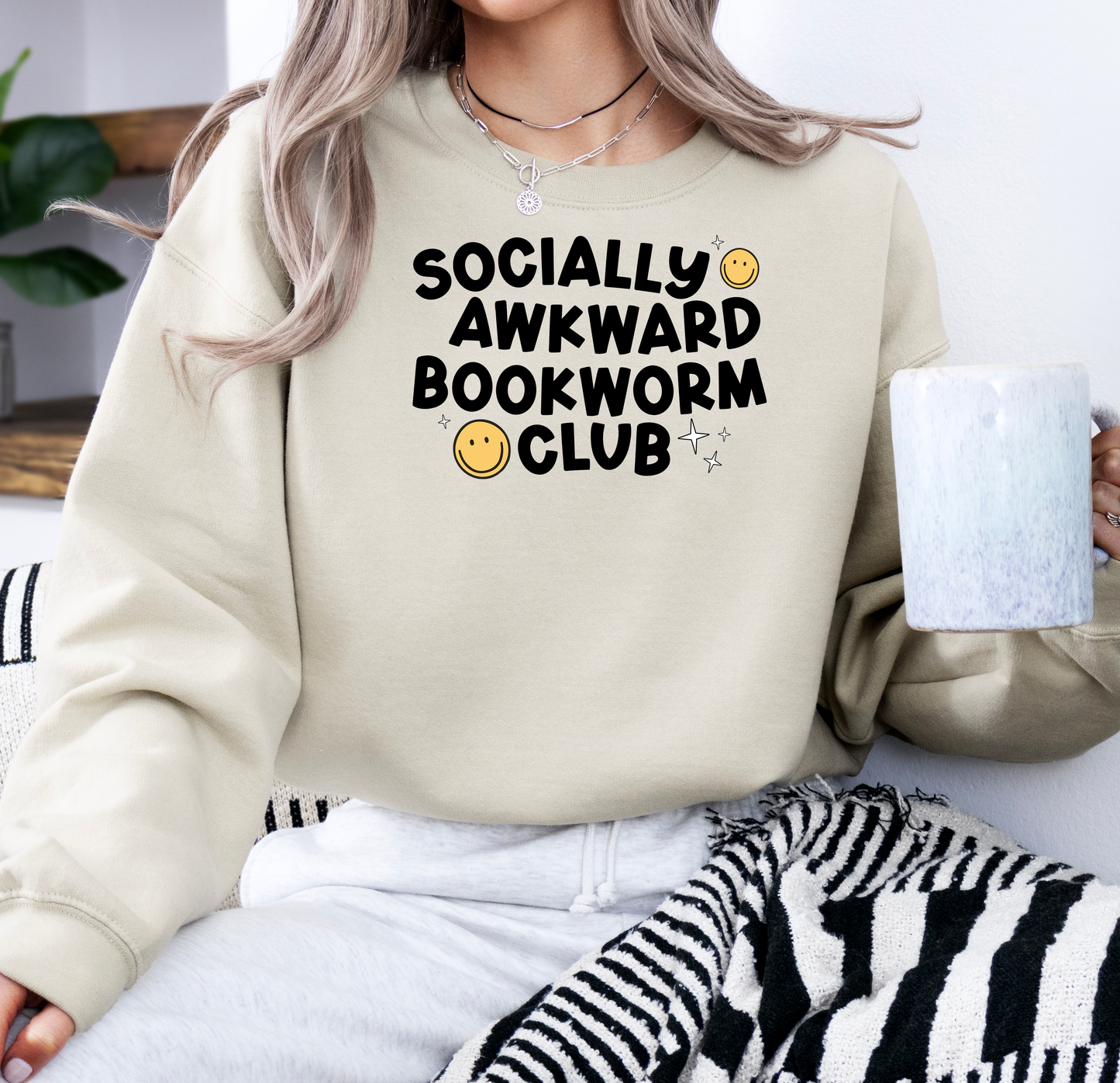 Socially Awkward Bookworm Club | Gildan G180 Heavy Blend Fleece Crew with DTF Transfer Design