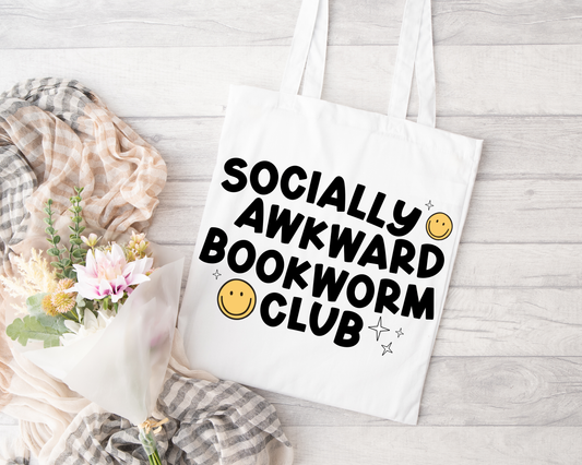 Socially Awkward Bookworm Club Sublimated Tote Bag