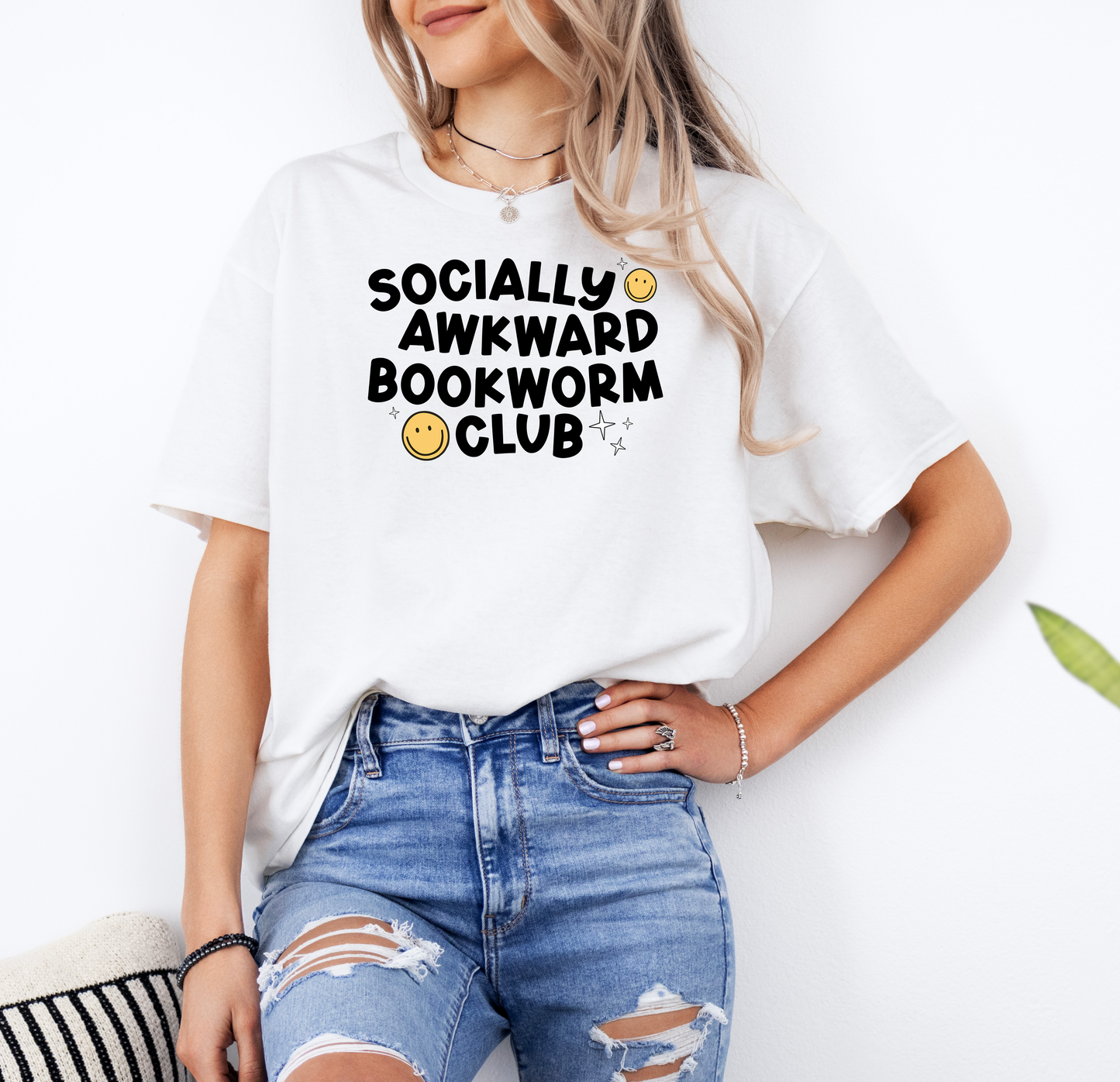 Socially Awkward Bookworm Club | Gildan G500 Heavy Cotton T-Shirt with Custom DTF Transfer Design