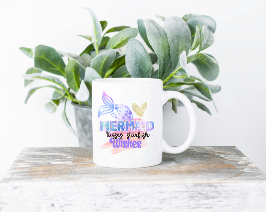 Mermaid Kisses Starfish Wishes Coffee Mug | Coffee Mug | Sublimated Coffee Mug