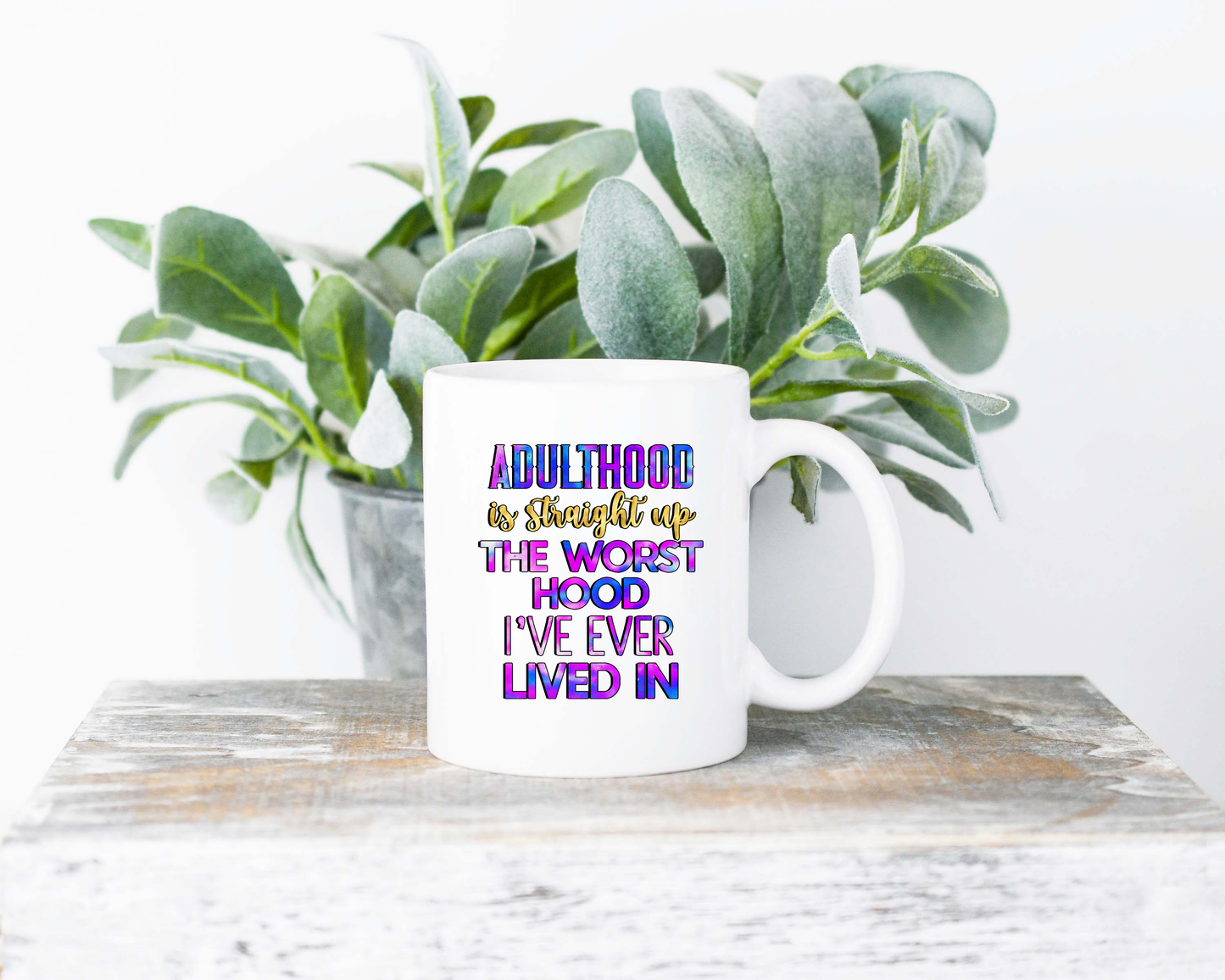 Adulthood Coffee Mug | Coffee Mug | Sublimated Coffee Mug