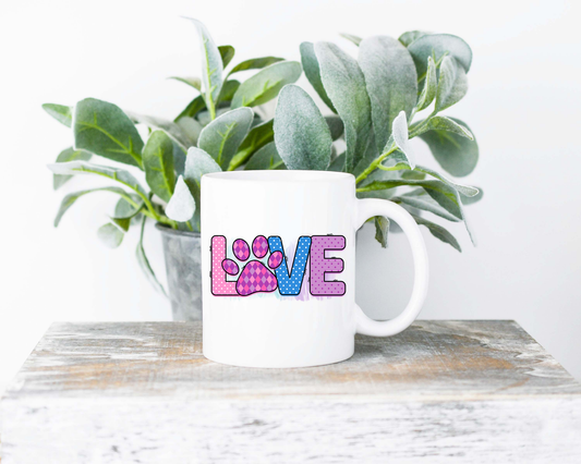 Love Paw Print Coffee Mug | Coffee Mug | Sublimated Coffee Mug