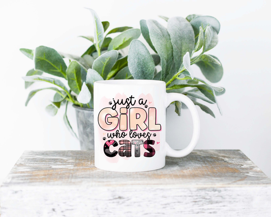 Just a Girl Who Loves Cats Coffee Mug | Coffee Mug | Sublimated Coffee Mug